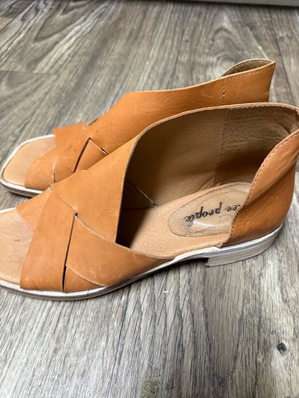 Free People Cognac Leather Crossover Sandals - Picture 5 of 6
